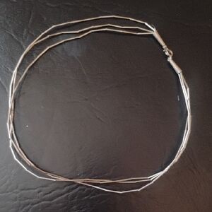 Vintage Silver Triple-Strand Tube Necklace